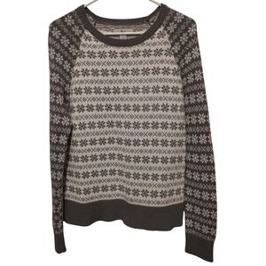 Bass Snowflake Sweater‎ Gray White Womens Size Medium Cotton Blend Made In USA